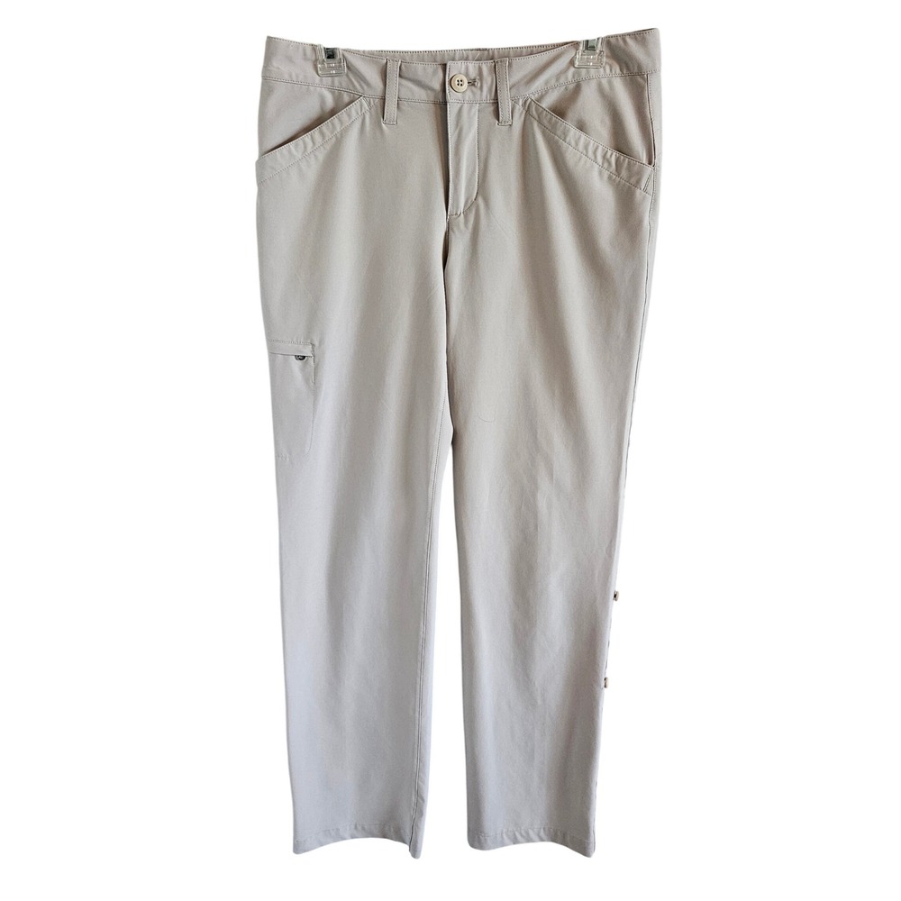 Eddie Bauer Horizon Guide Roll Up Pants Womens 6 Tan Beige Hiking Travel Stretch